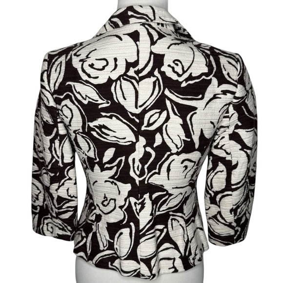 Talbots 3/4 Sleeve Cropped Jacket 6 P Linen Blend Textured Cream Floral Print - Picture 4 of 15